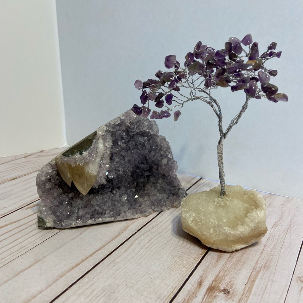 Amethyst Chip Bonsai Tree on Crystal stone